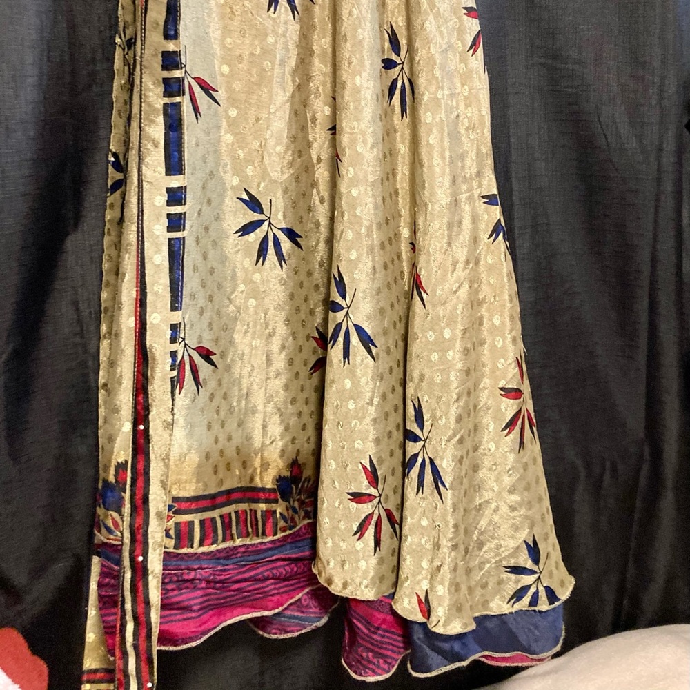 Sari wrap silk skirt